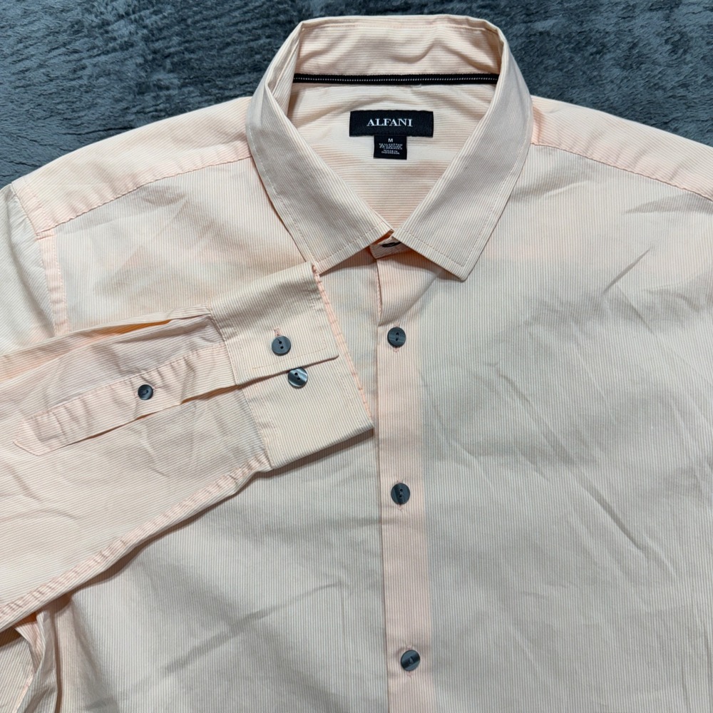 Alfani Button Down Shirt Mens Medium Peach Pinstripe SU18 100009599